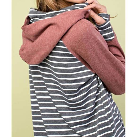 NEW MAINSTRIP colorblock double hood hoodie in gray - Picture 5 of 5